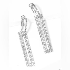 Silver Dazzling Drop Earrings (Pierced)
